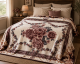 Dark Pink & White Roses 2Ply Blanket